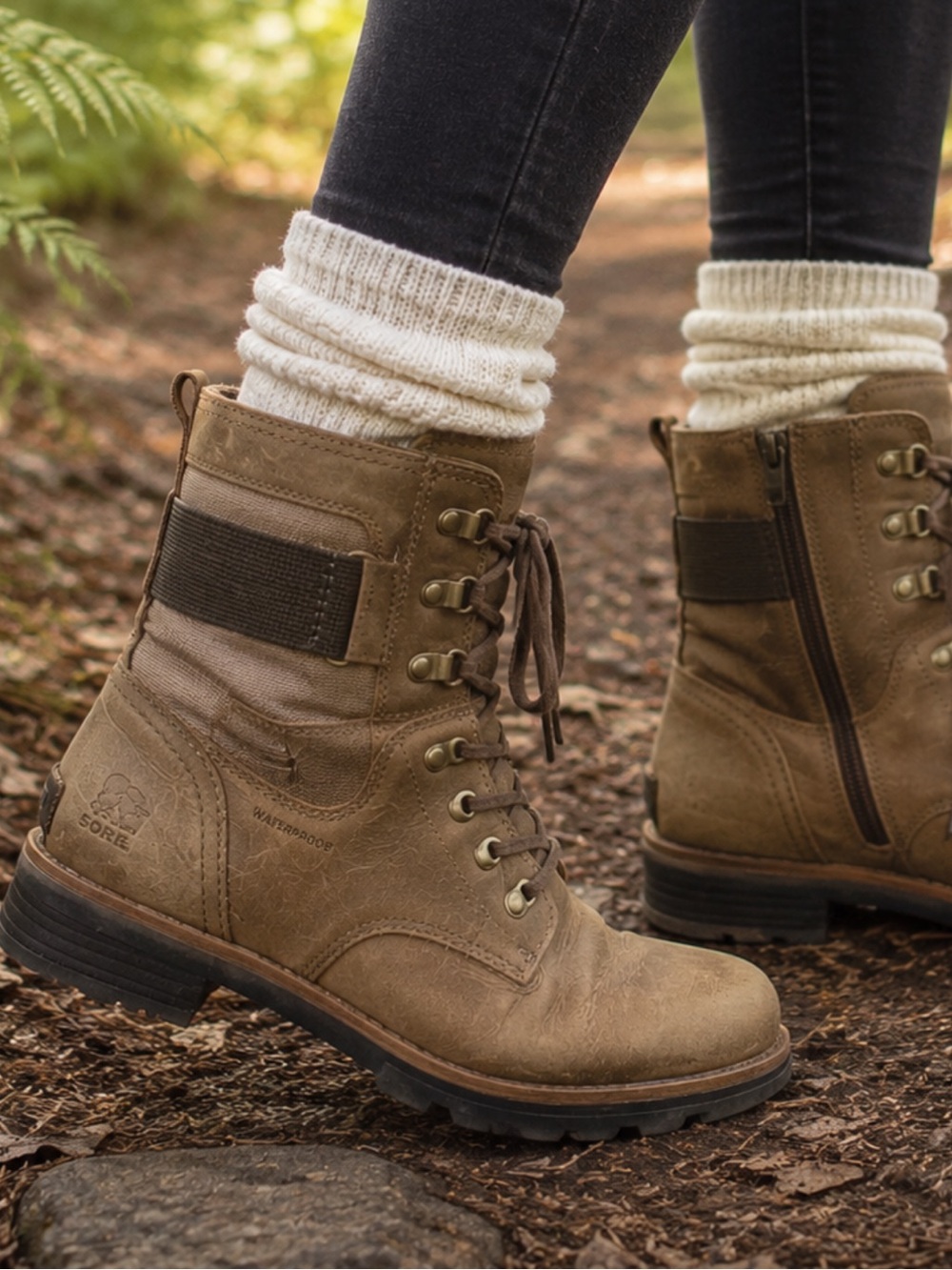 SOREL Major Carly Distressed Combat Boots Tan/Brown Size 6.5